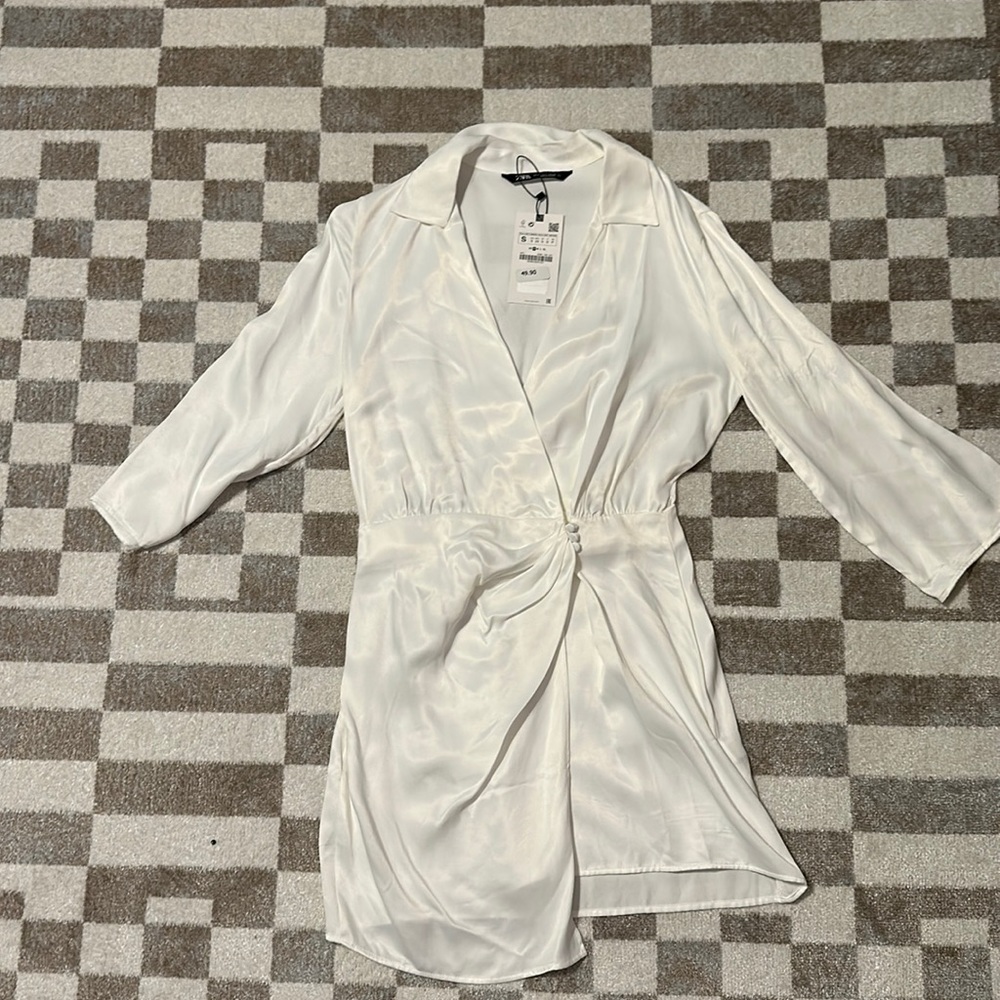 Zara white satin mini dress new with tags